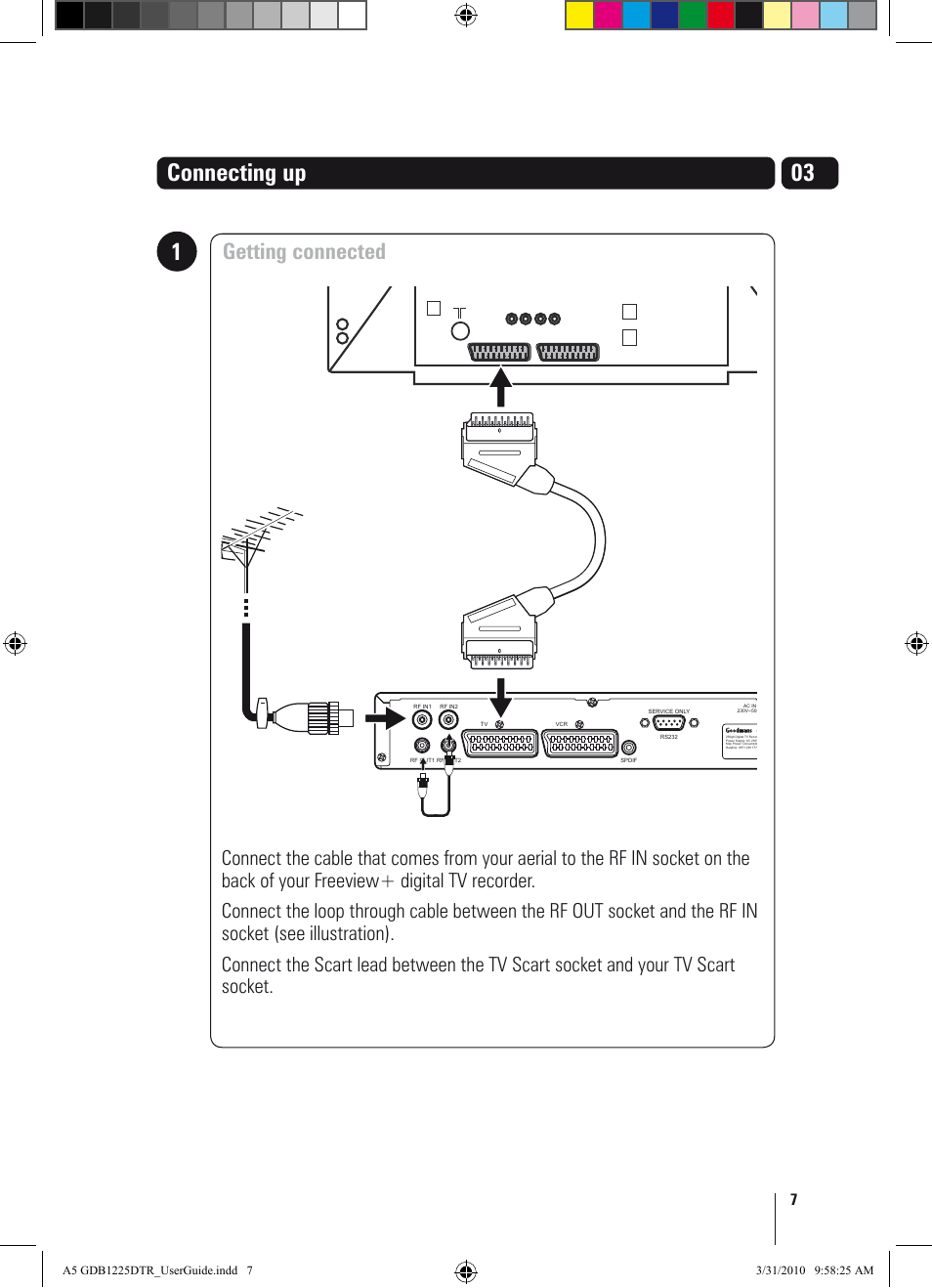 Connecting up 1, Getting connected | Goodmans GDB1225DTR User Manual | Page 7 / 32
