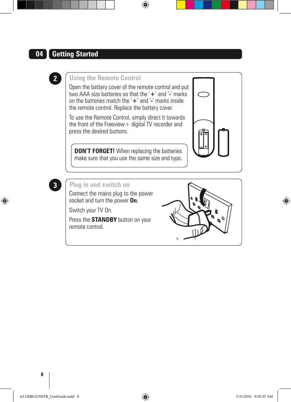 04 getting started | Goodmans GDB1225DTR User Manual | Page 8 / 32