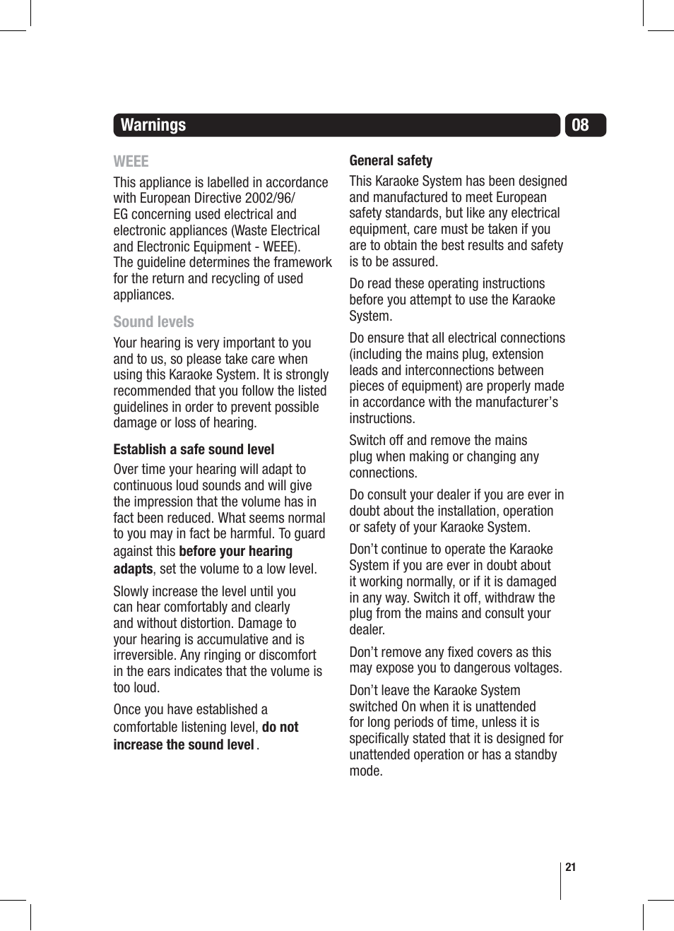 08 warnings | Goodmans XB7CDGIP User Manual | Page 21 / 28