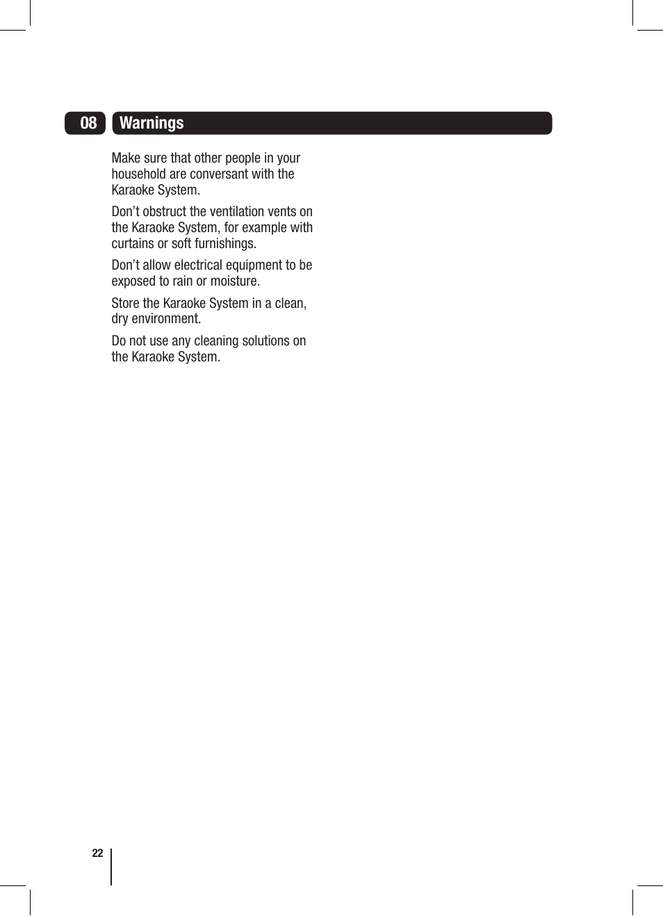 Warnings | Goodmans XB7CDGIP User Manual | Page 22 / 28