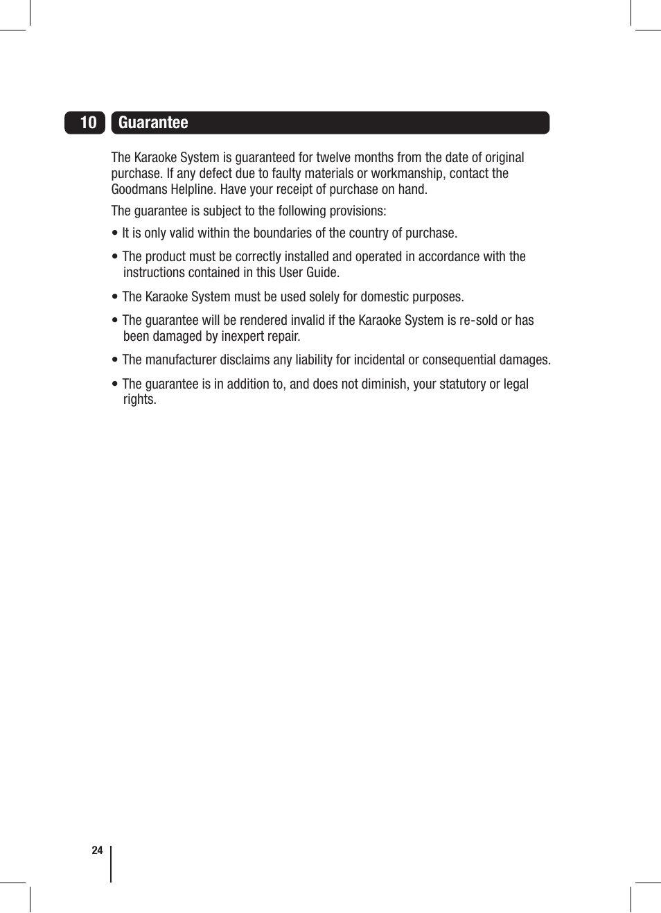Guarantee | Goodmans XB7CDGIP User Manual | Page 24 / 28