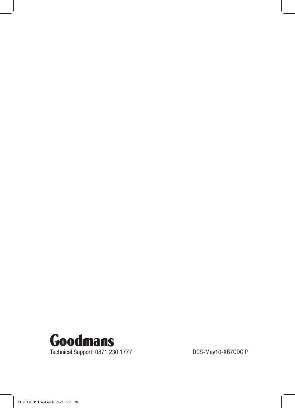 Goodmans XB7CDGIP User Manual | Page 28 / 28
