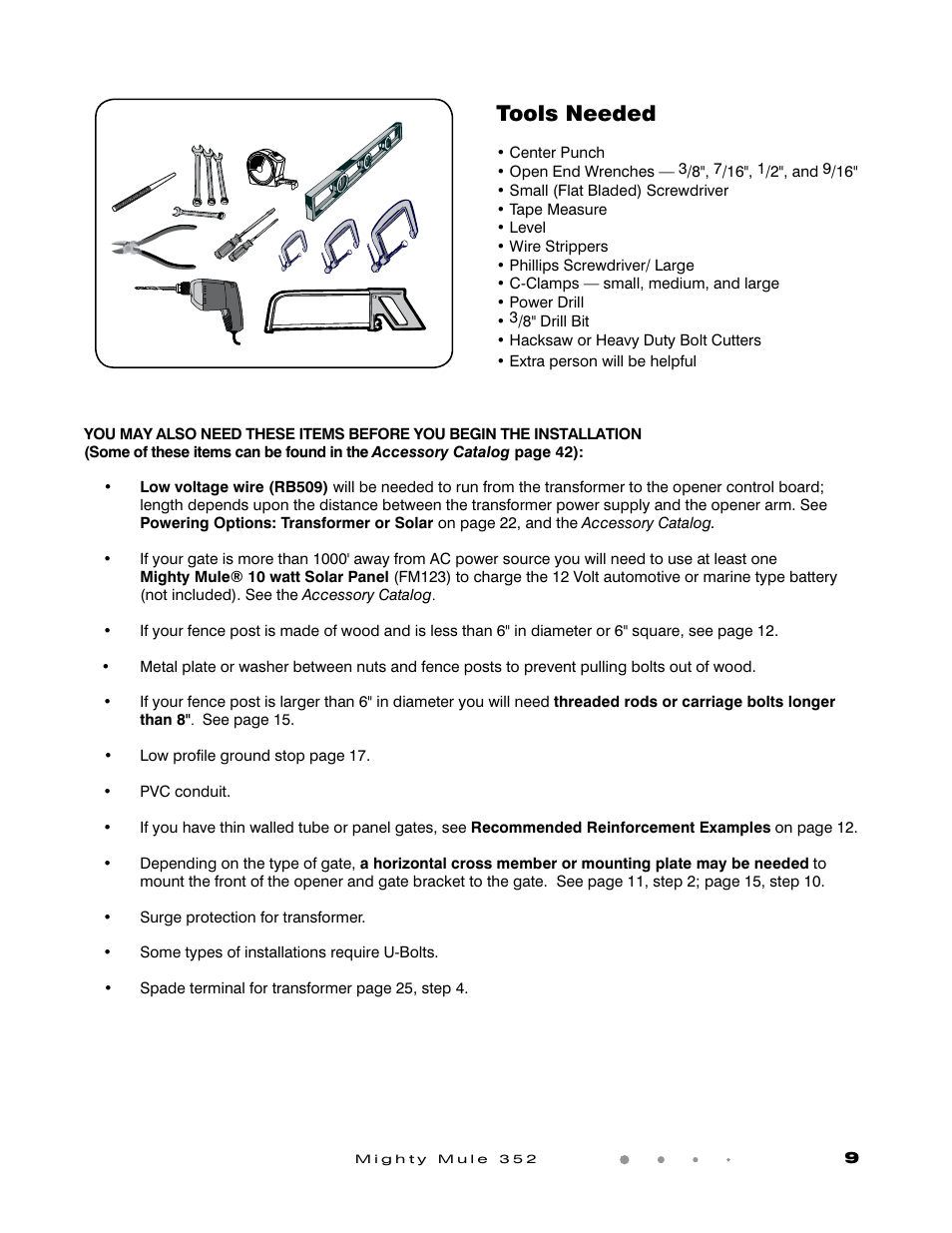 Tools needed | GTO Mighty Mule 352 User Manual | Page 13 / 48