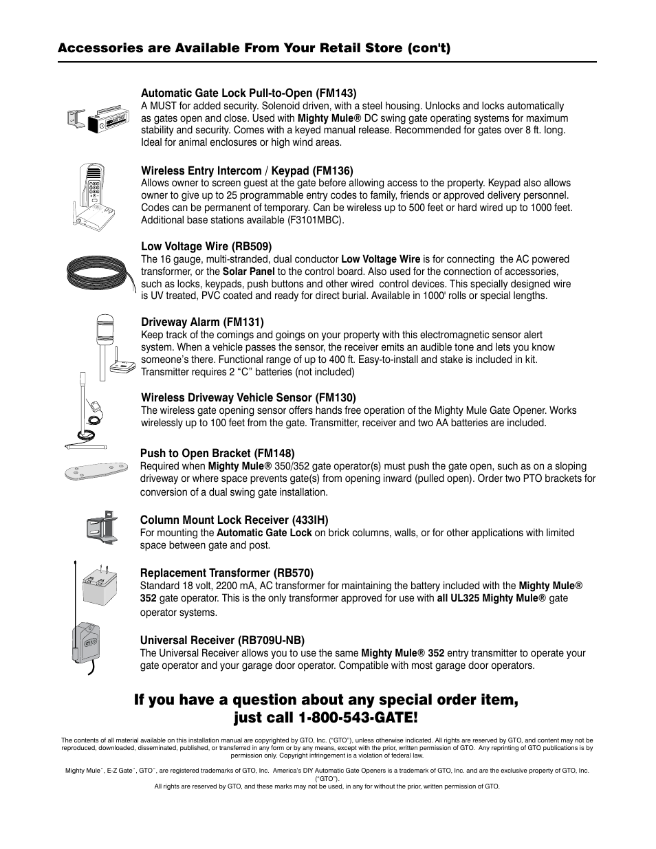 GTO Mighty Mule 352 User Manual | Page 48 / 48