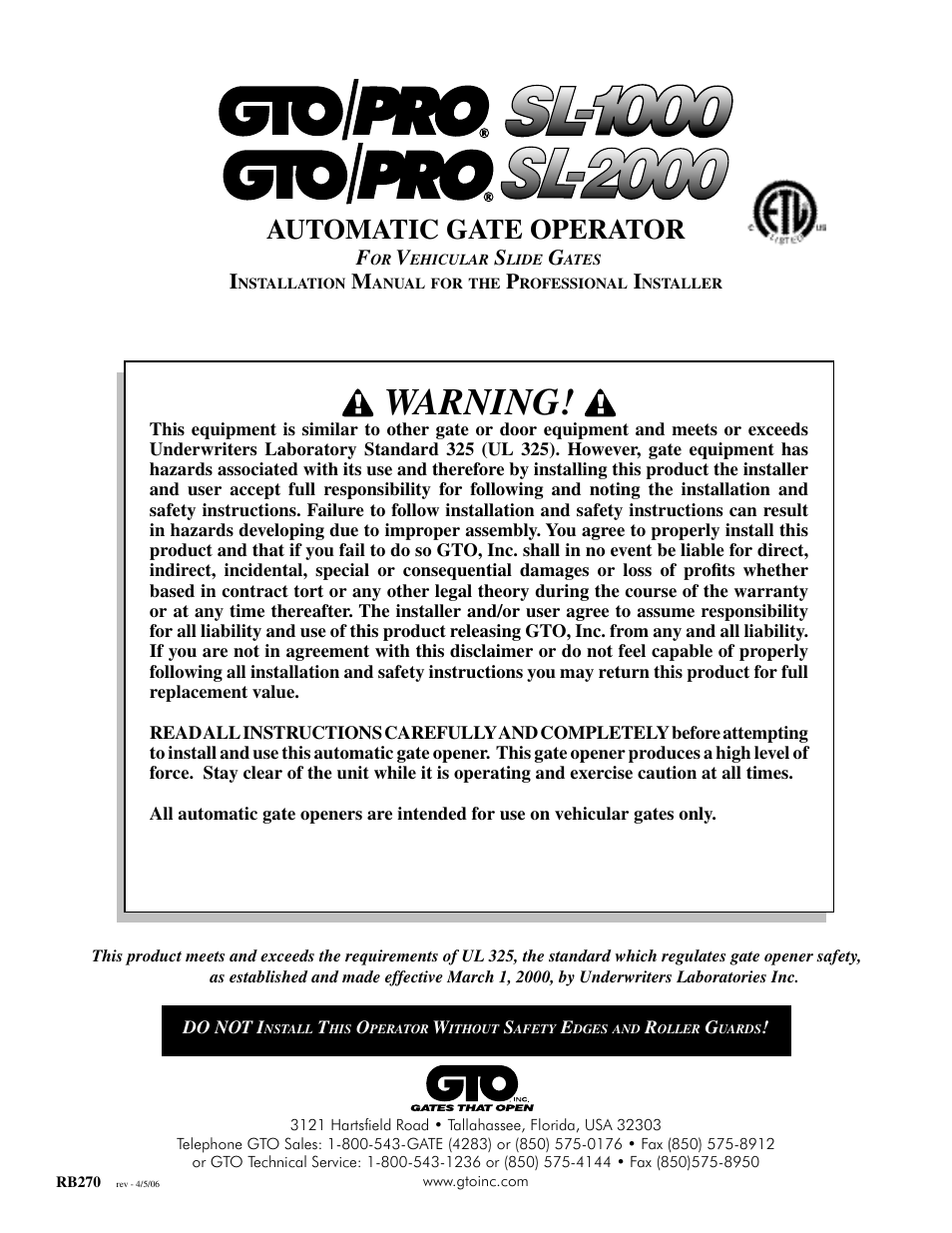 GTO SL-1000B User Manual | 43 pages