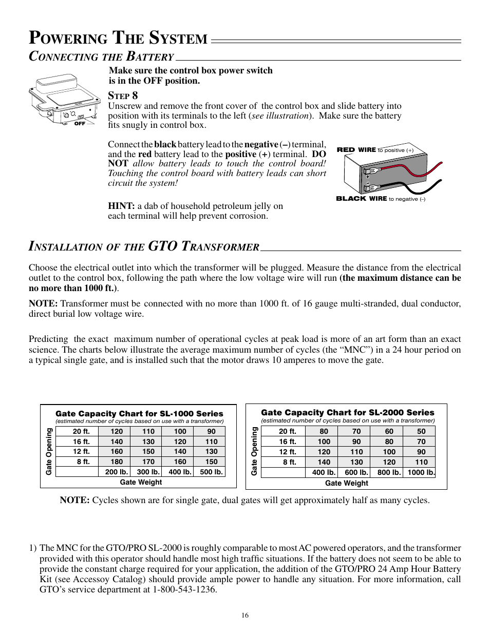 Gto t, Owering, Ystem | GTO SL-1000B User Manual | Page 18 / 43