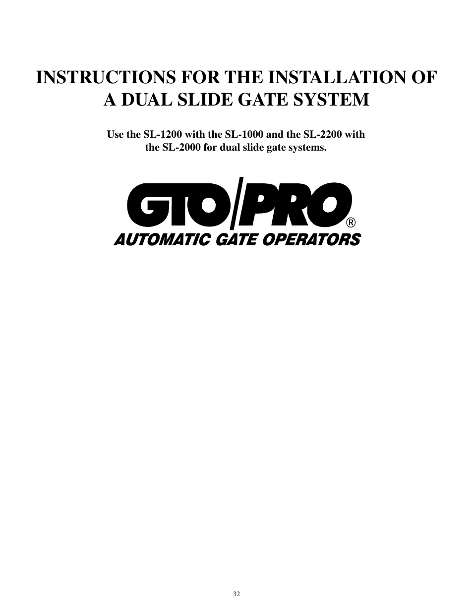 Automatic gate operators | GTO SL-1000B User Manual | Page 34 / 43