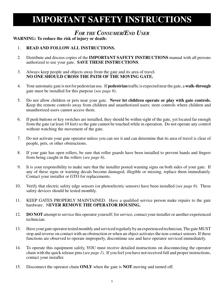 Important safety instructions | GTO SL-1000B User Manual | Page 7 / 43
