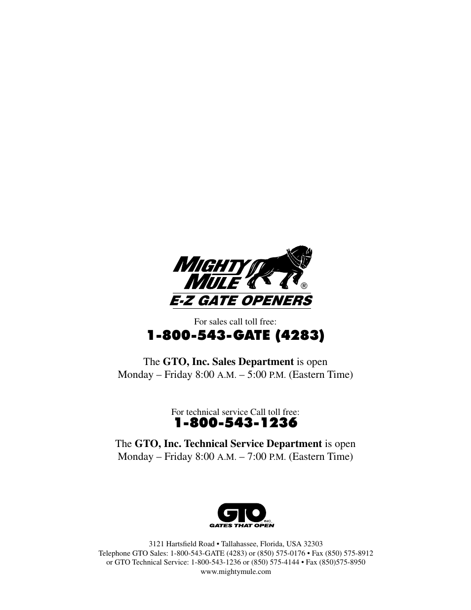 E-z gate openers | GTO UL325 SERIES User Manual | Page 43 / 43