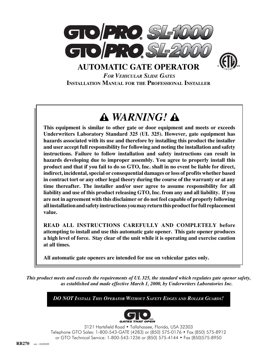 GTO SL-1000 User Manual | 44 pages