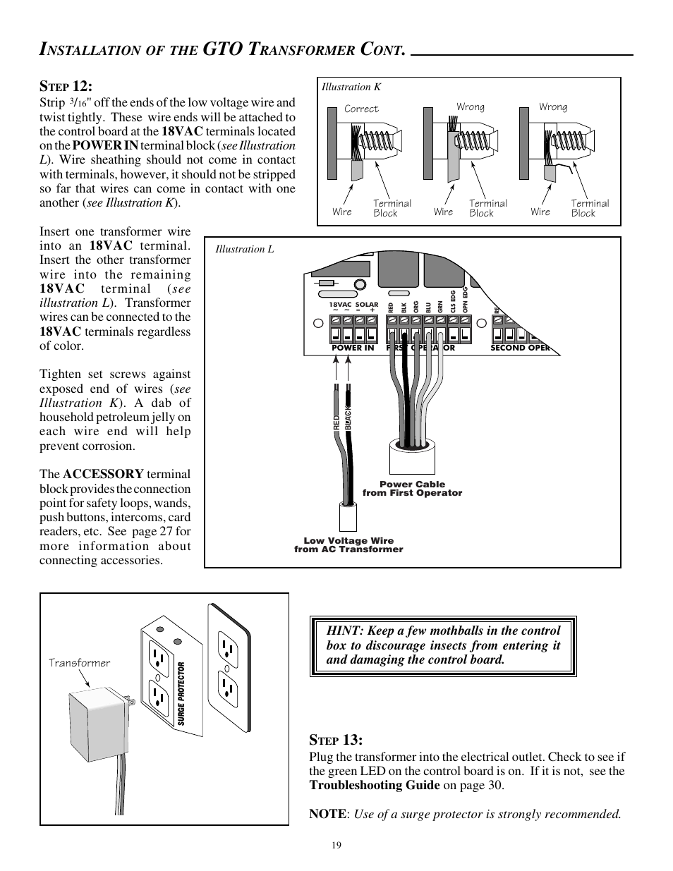 Gto t, Nstallation, Ransformer | GTO SL-1000 User Manual | Page 22 / 44