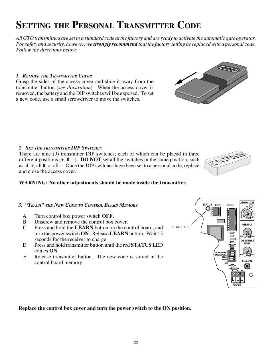 Etting, Ersonal, Ransmitter | GTO SL-1000 User Manual | Page 25 / 44