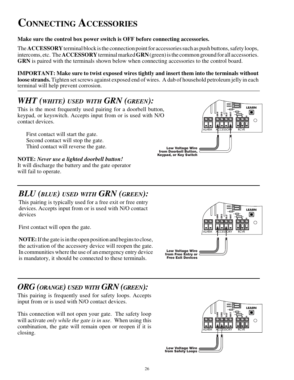 Onnecting, Ccessories, White | Used, With, Green, Blue, Orange | GTO SL-1000 User Manual | Page 29 / 44