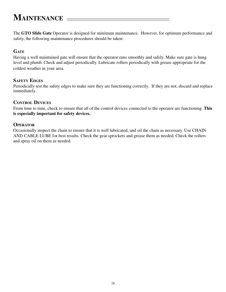 Aintenance | GTO SL-1000 User Manual | Page 31 / 44