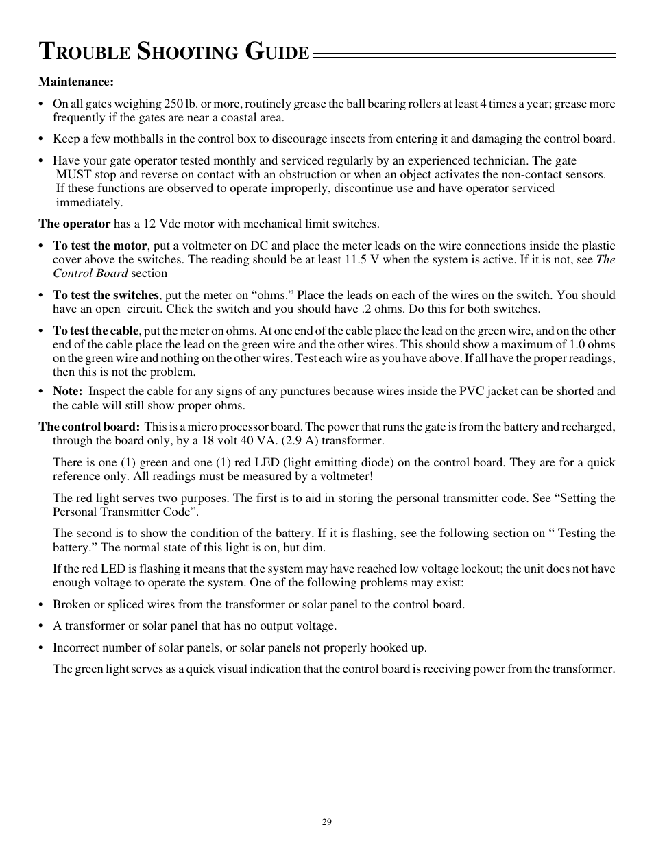 Rouble, Hooting, Uide | GTO SL-1000 User Manual | Page 32 / 44