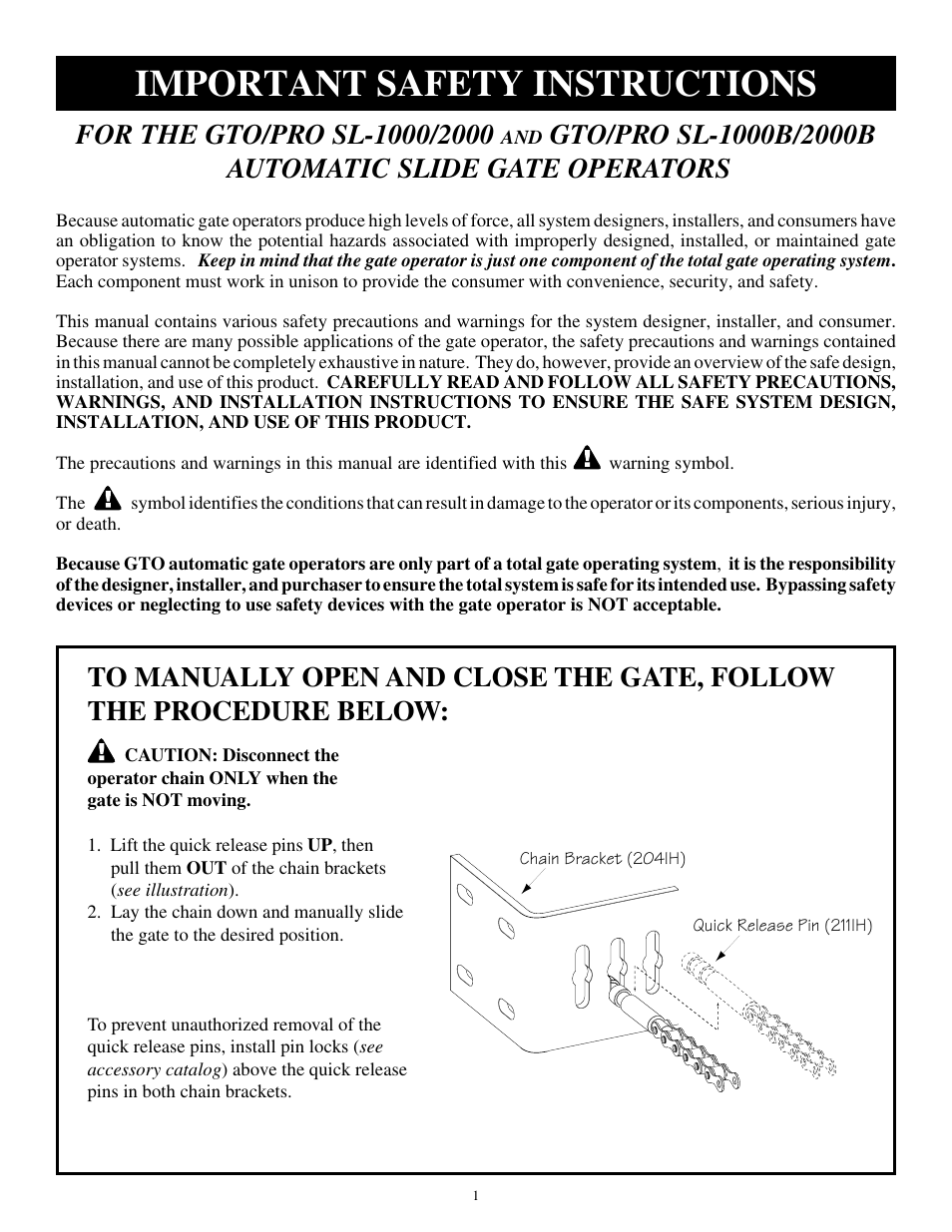 Important safety instructions | GTO SL-1000 User Manual | Page 4 / 44