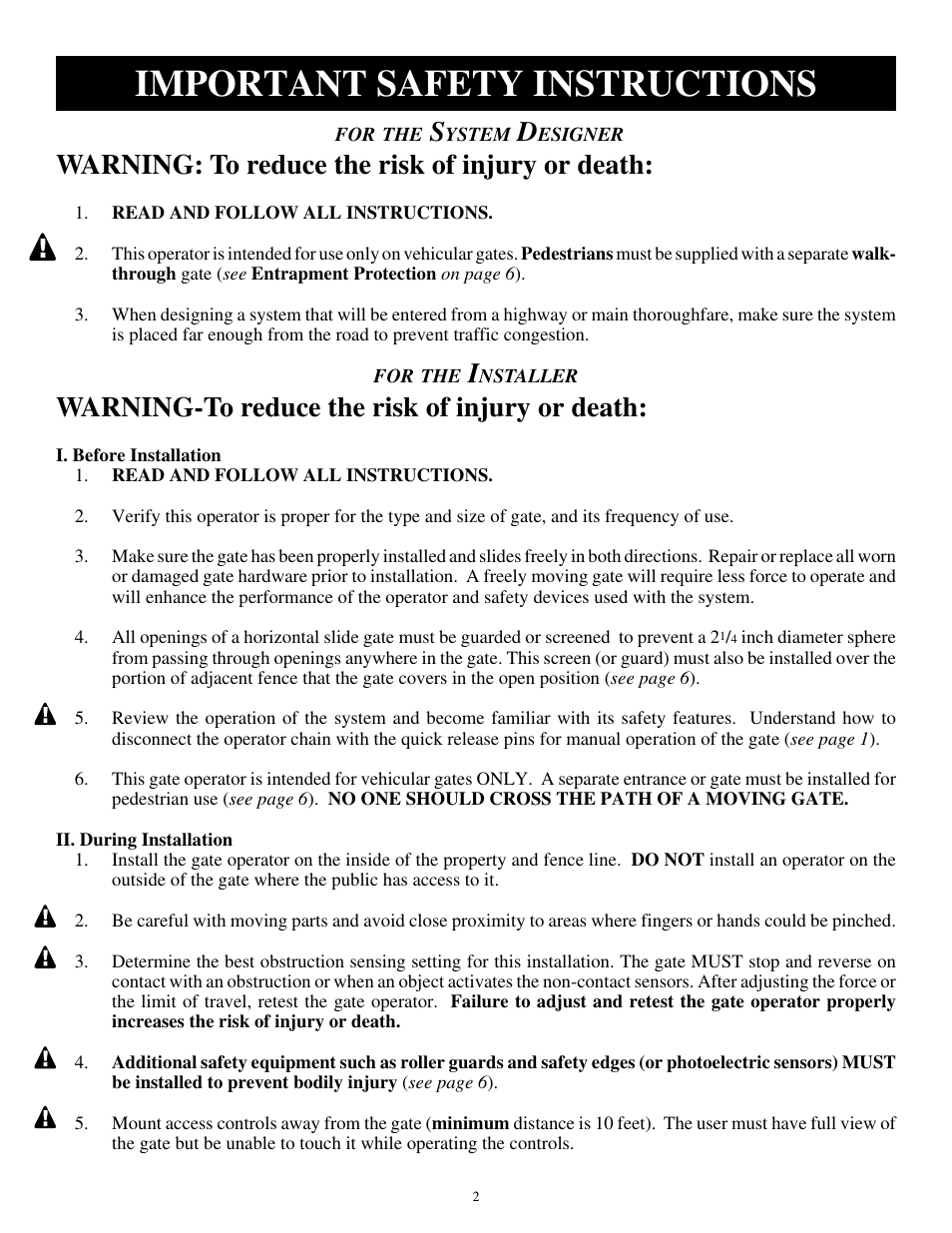 Important safety instructions, Warning: to reduce the risk of injury or death, Warning-to reduce the risk of injury or death | GTO SL-1000 User Manual | Page 5 / 44
