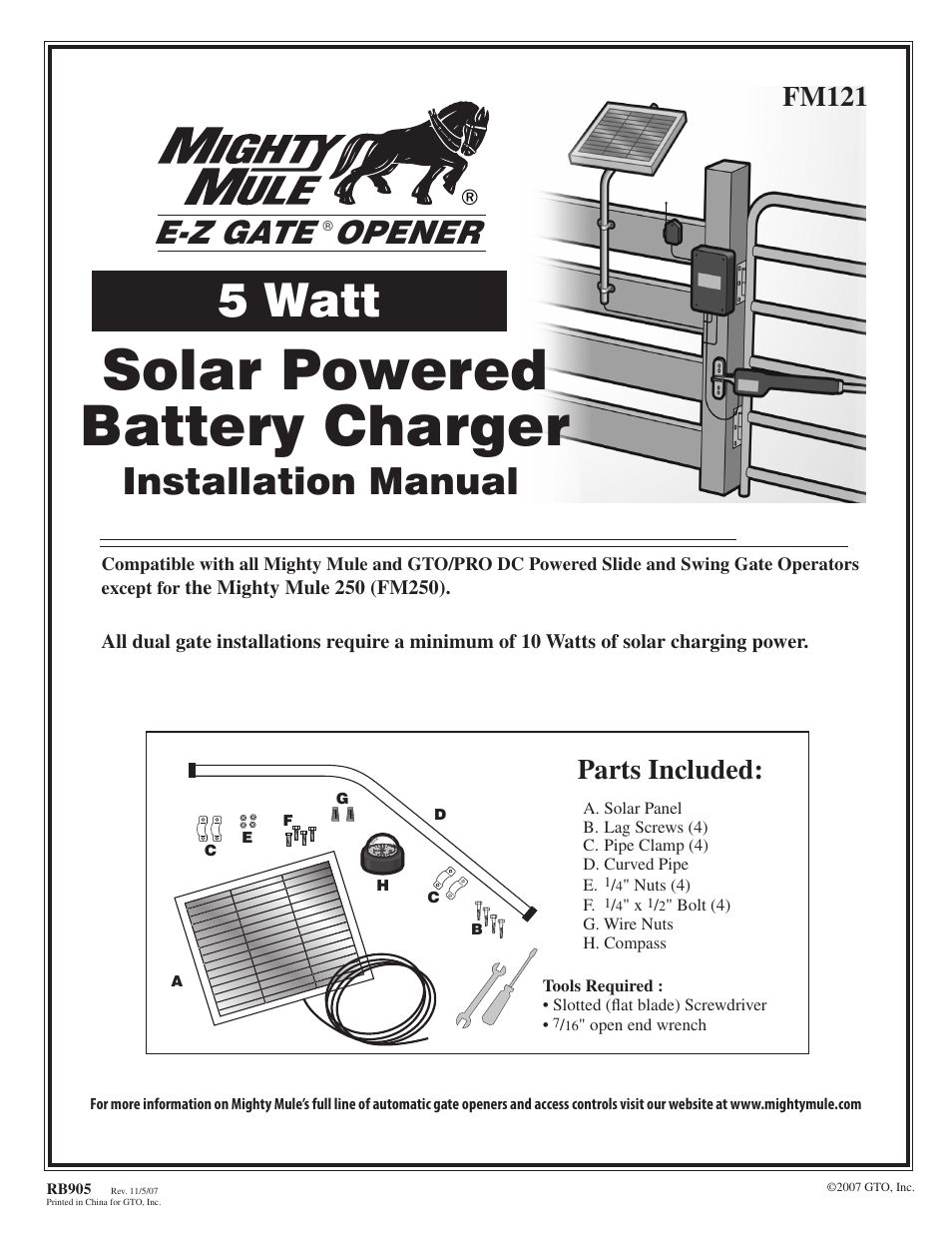 GTO FM121 User Manual | 6 pages