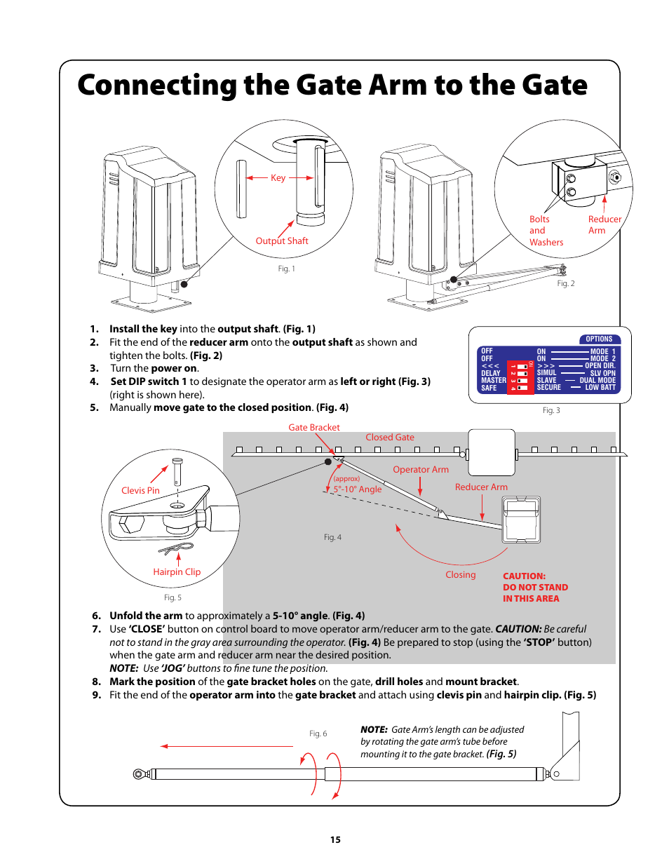 Connecting the gate arm to the gate | GTO GP-SW050 User Manual | Page 18 / 37