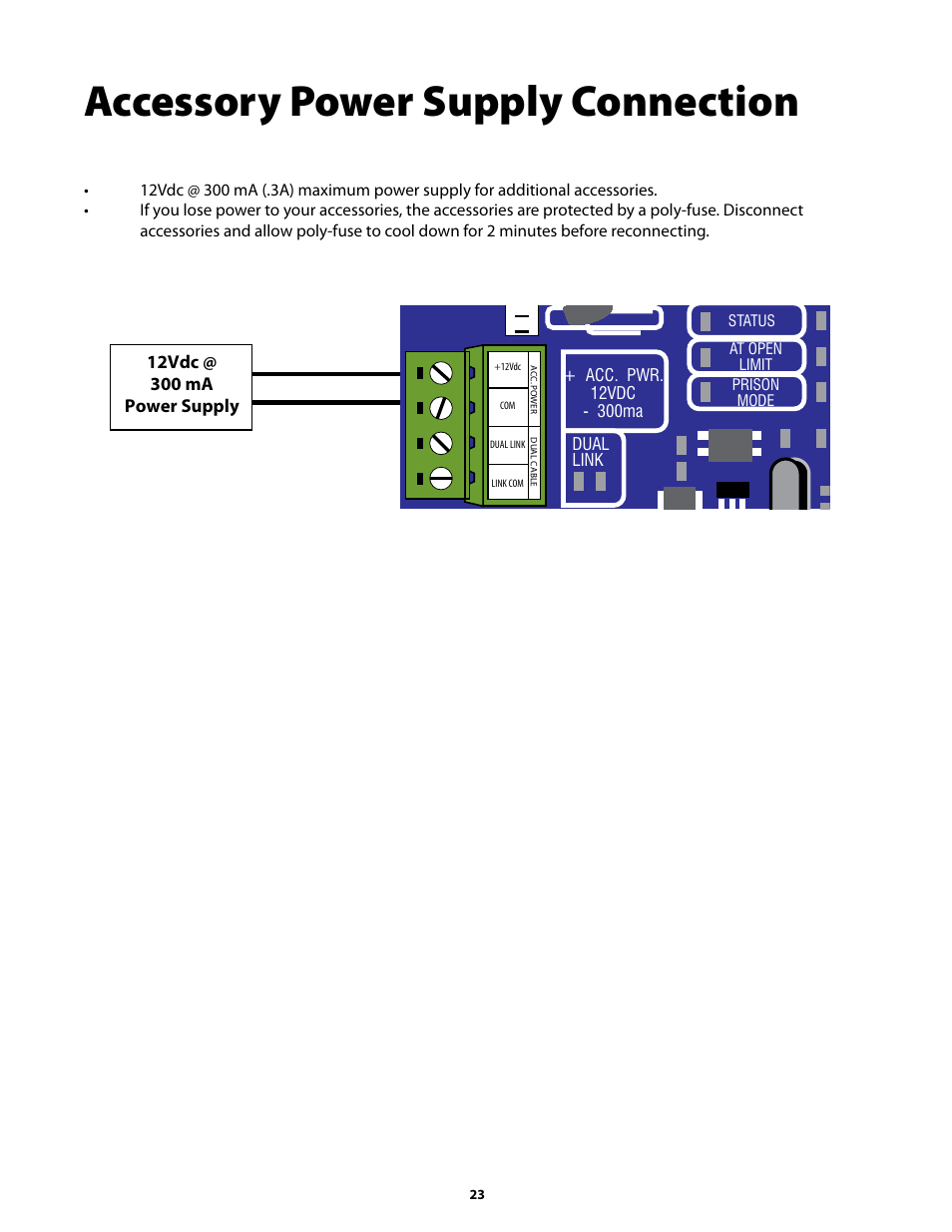 Accessory power supply connection | GTO GP-SW050 User Manual | Page 26 / 37