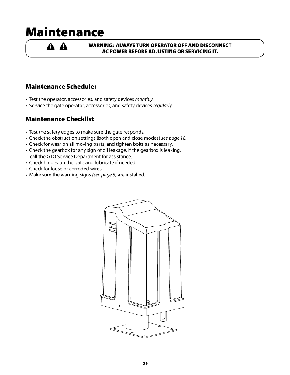 Maintenance | GTO GP-SW050 User Manual | Page 32 / 37
