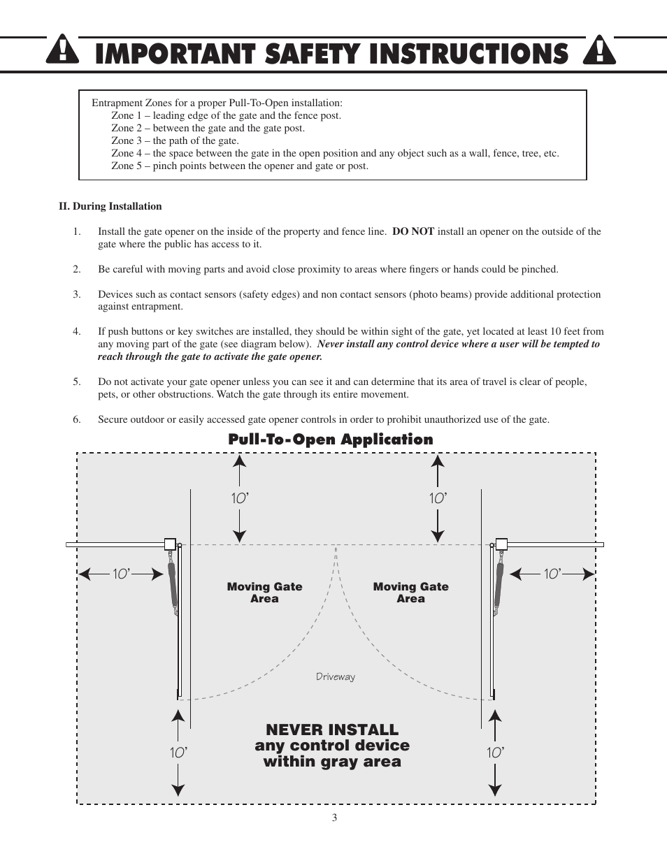 Important safety instructions, Pull-to-open application | GTO 2502 User Manual | Page 7 / 44