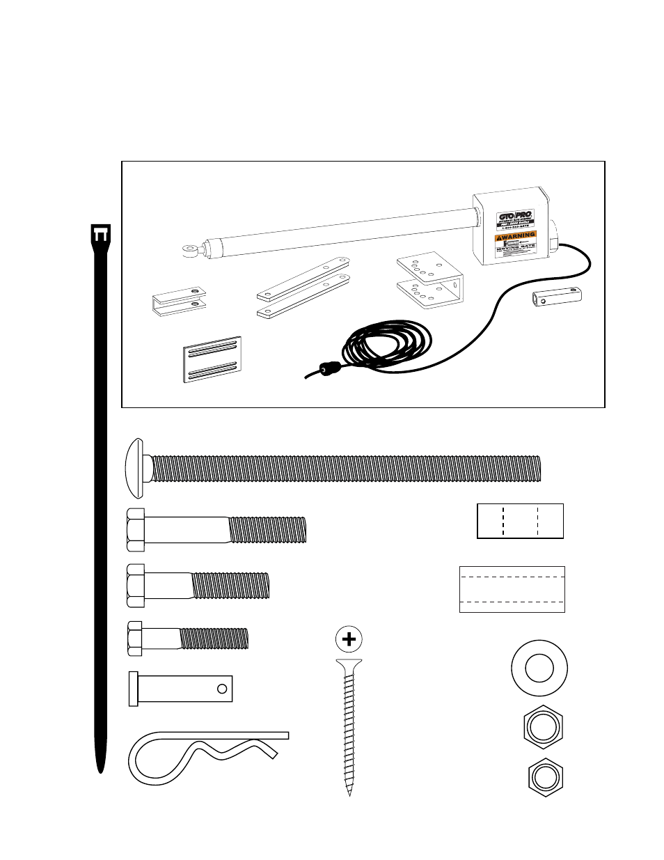 Gto/pro 2200 dual gate system, Second unit parts list, Hardware (not to scale) parts | GTO RB923 rev User Manual | Page 40 / 48