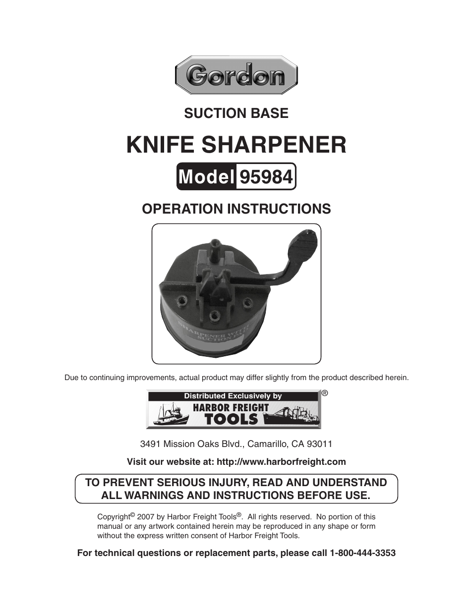 Gordon Tool 95984 User Manual | 4 pages