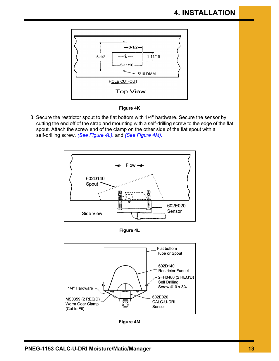 Figure 4k, Use a, Installation | GSI Outdoors PNEG-1153 User Manual | Page 13 / 46