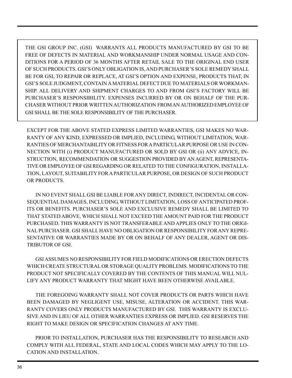 Warranty | GSI Outdoors VLC User Manual | Page 36 / 37