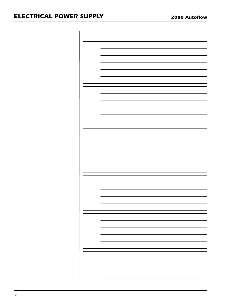 Electrical power supply, Electrical load information, 2000 autoflow | GSI Outdoors AUTOFLOW 2TF User Manual | Page 38 / 57