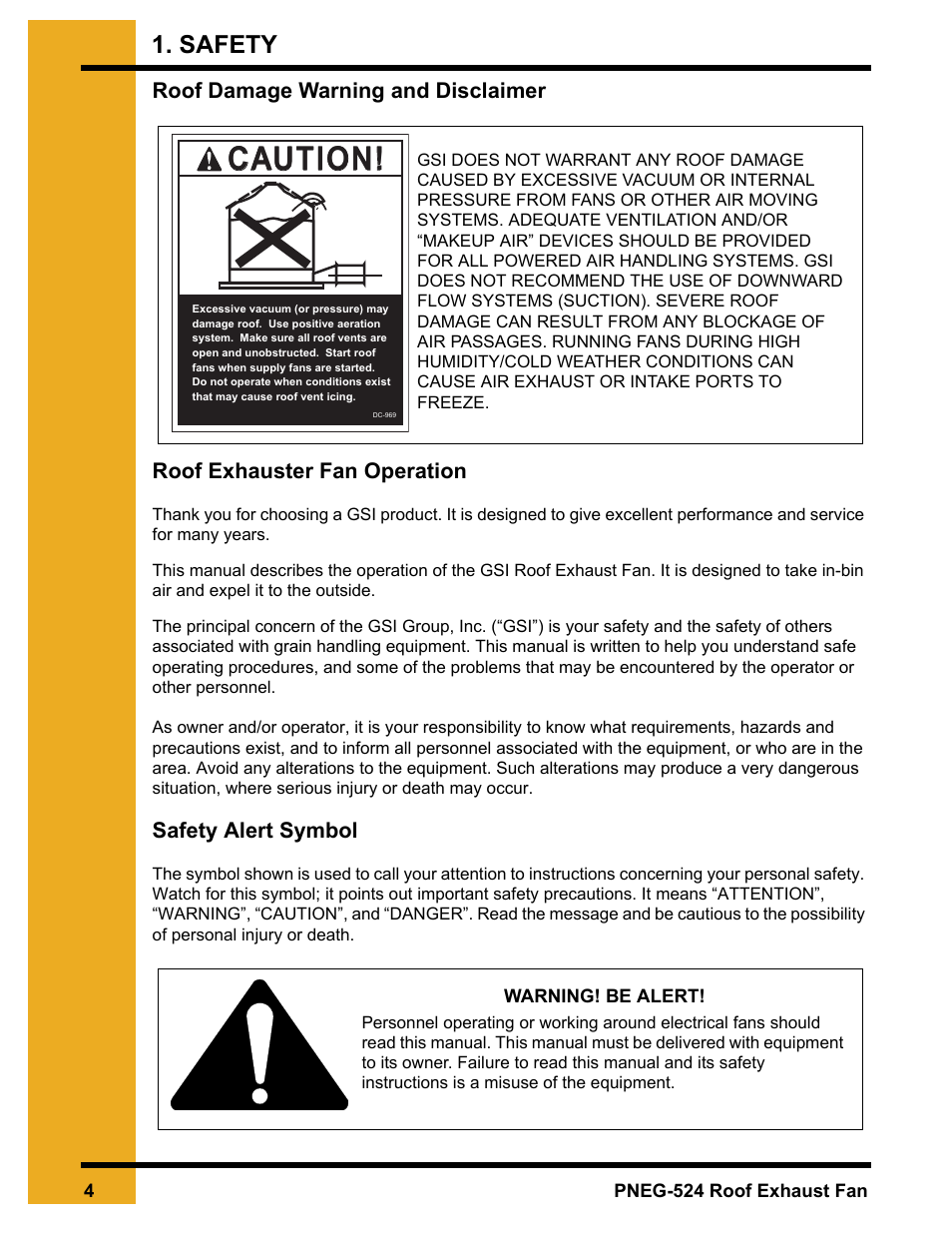 Safety, Chapter 1 safety, Caution | GSI Outdoors PNEG-524 User Manual | Page 4 / 24