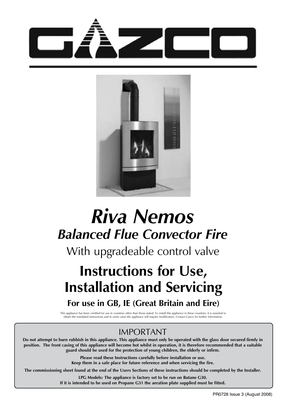 Stovax Riva Nemos 8627 MA User Manual | 28 pages