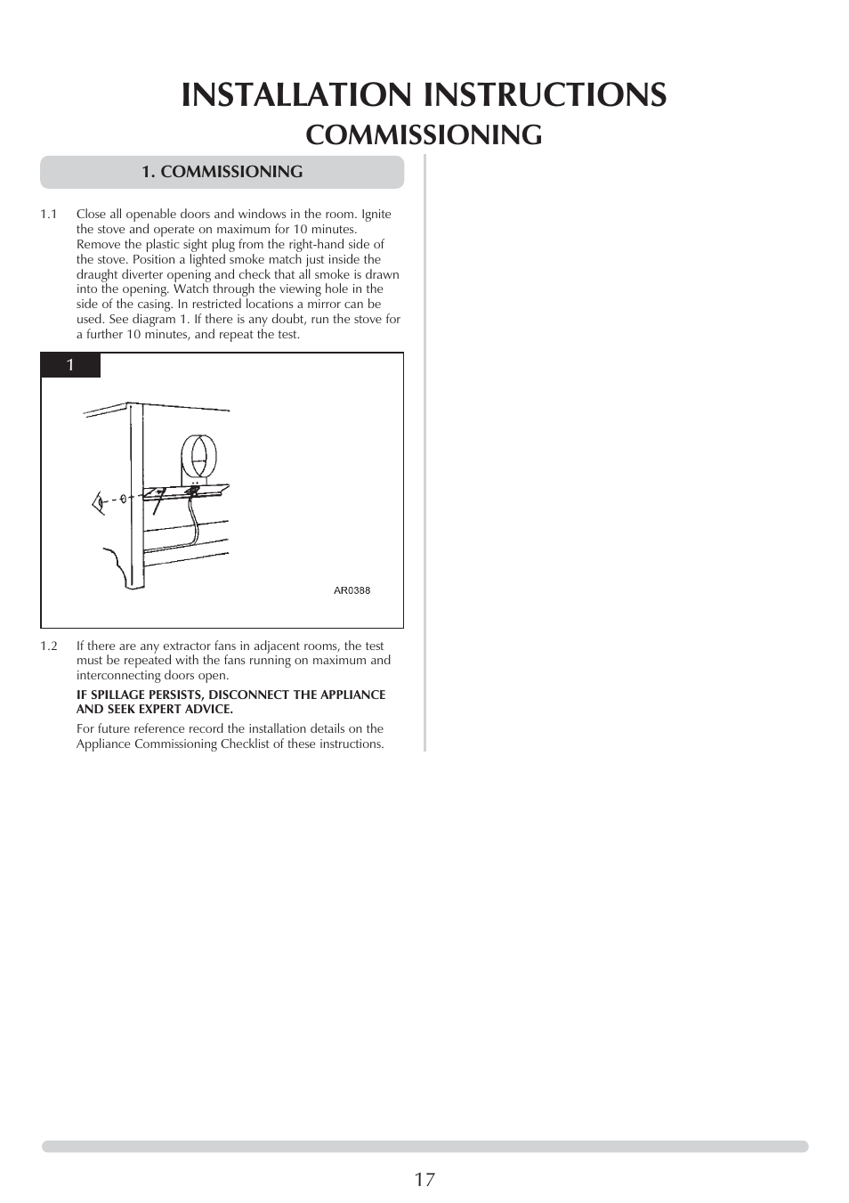 Installation instructions, Commissioning | Stovax 8564 User Manual | Page 17 / 28