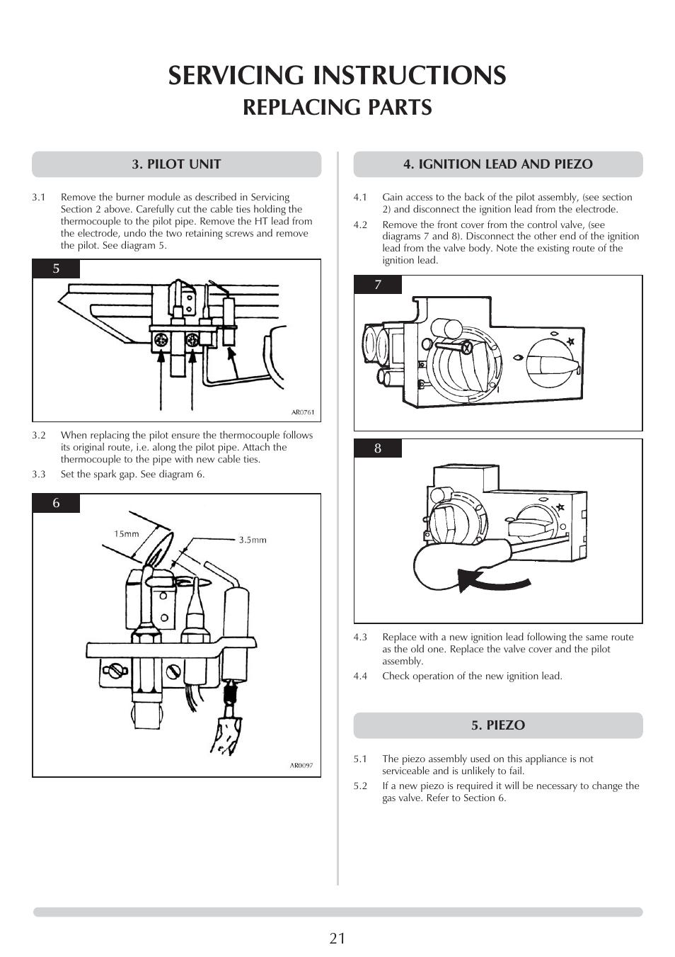 Servicing instructions, Replacing parts | Stovax 8564 User Manual | Page 21 / 28