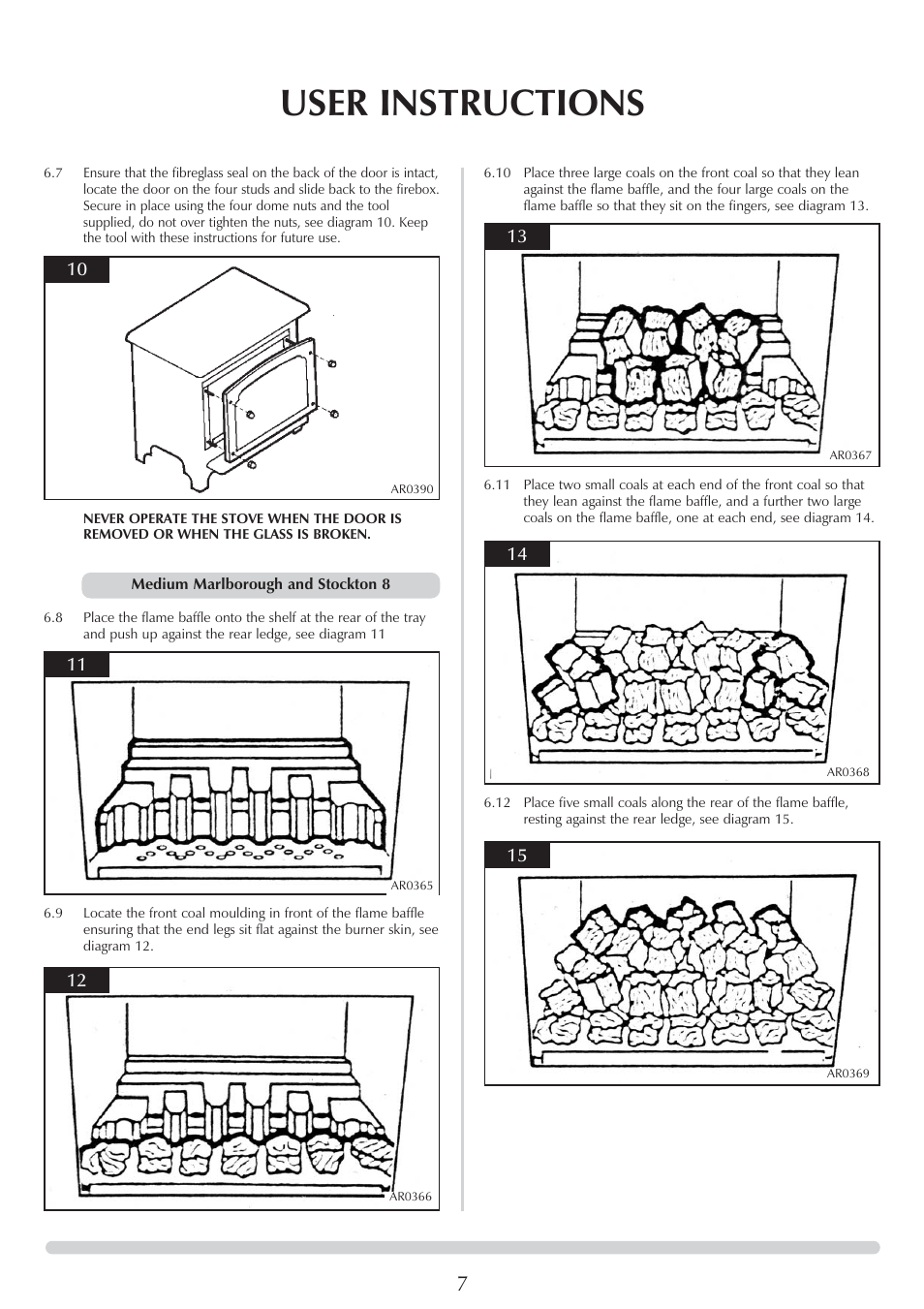 User instructions | Stovax 8564 User Manual | Page 7 / 28