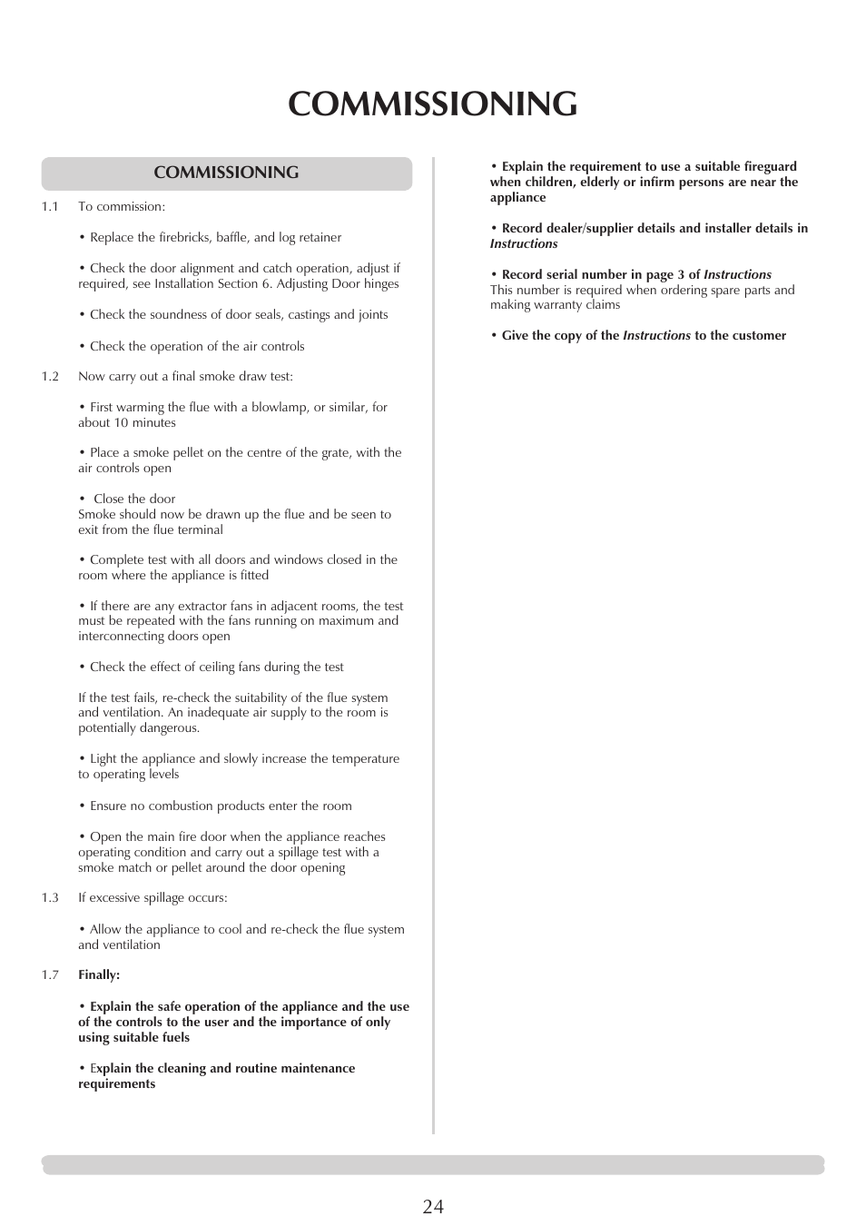 Commissioning | Stovax Stockton 7162 User Manual | Page 24 / 32