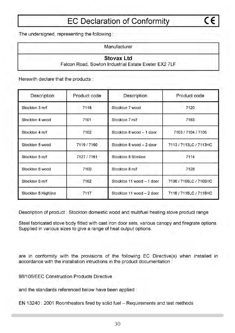 Stovax Stockton 7162 User Manual | Page 30 / 32