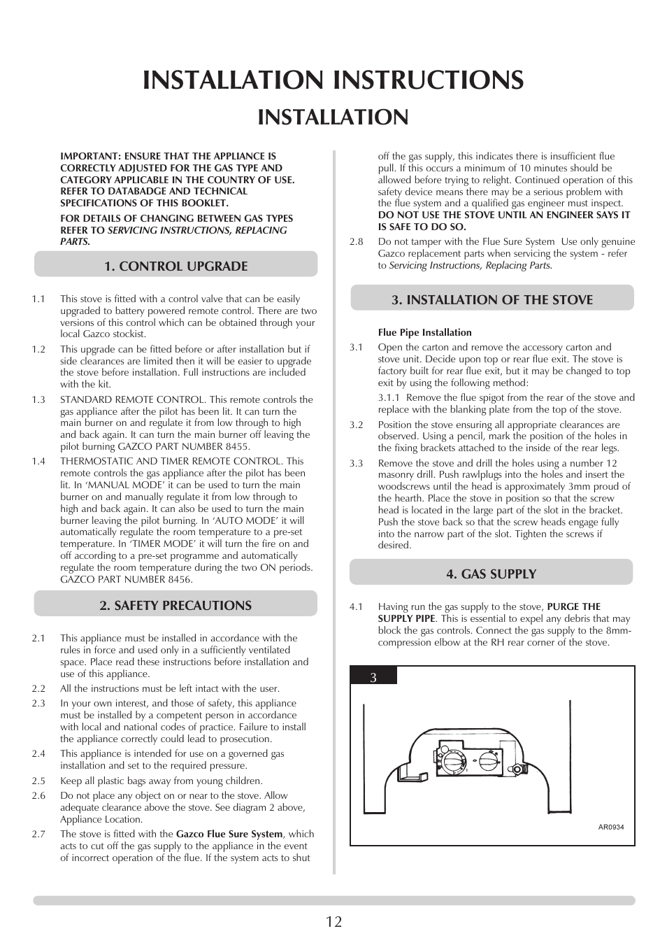 Installation instructions, Installation | Stovax 8542-P8542 User Manual | Page 12 / 28