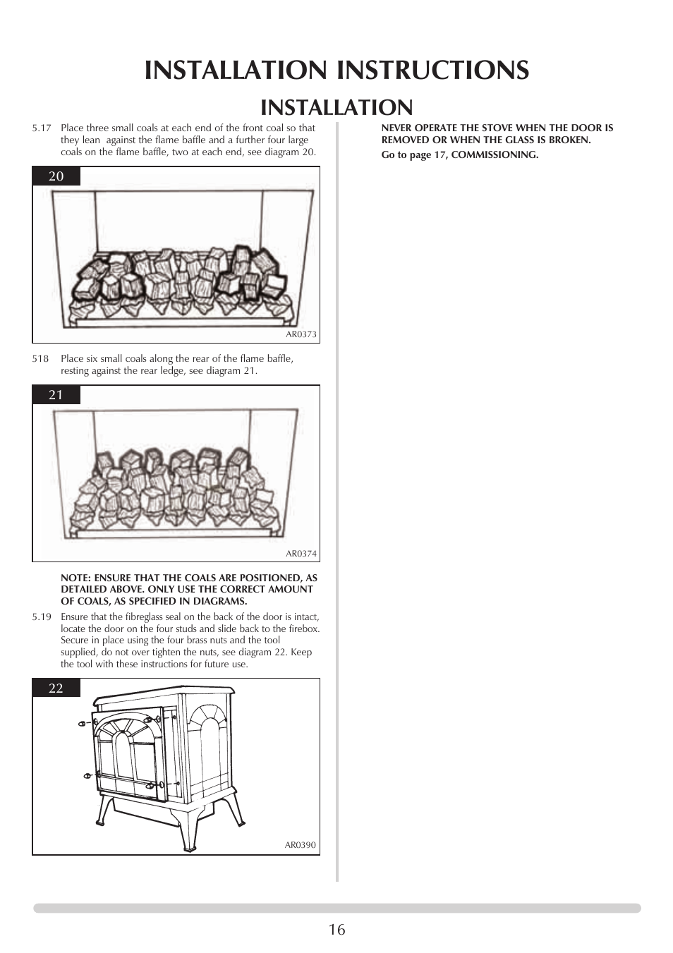 Installation instructions, Installation | Stovax 8542-P8542 User Manual | Page 16 / 28