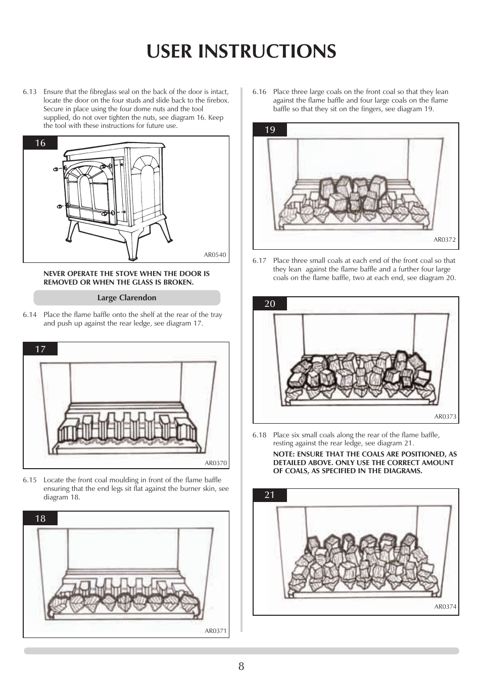 User instructions | Stovax 8542-P8542 User Manual | Page 8 / 28