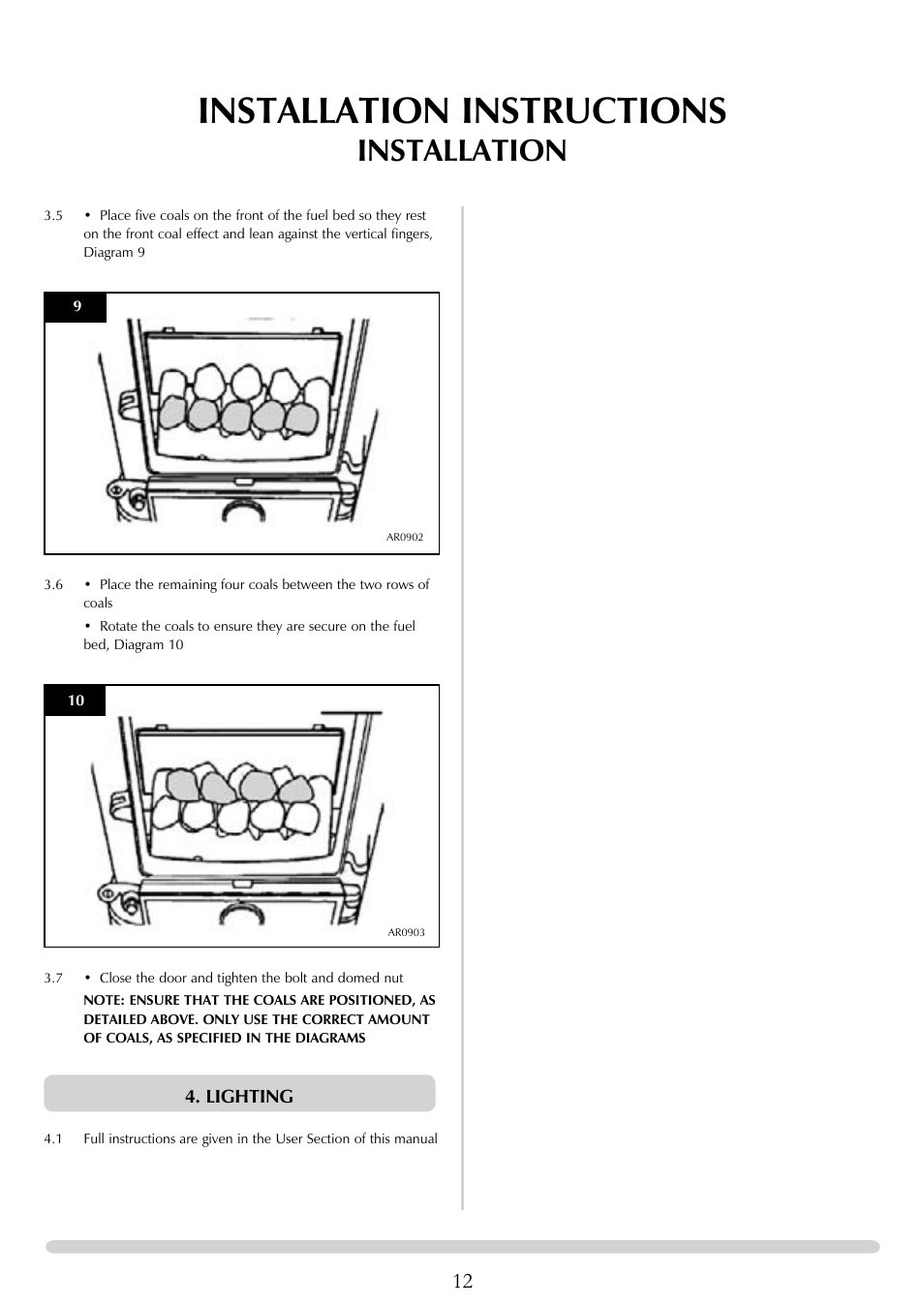 Installation instructions, Installation | Stovax Brunel 8050 User Manual | Page 12 / 20