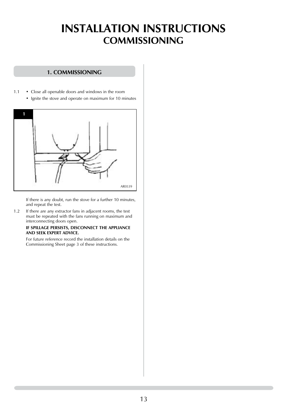 Installation instructions, Commissioning | Stovax Brunel 8050 User Manual | Page 13 / 20