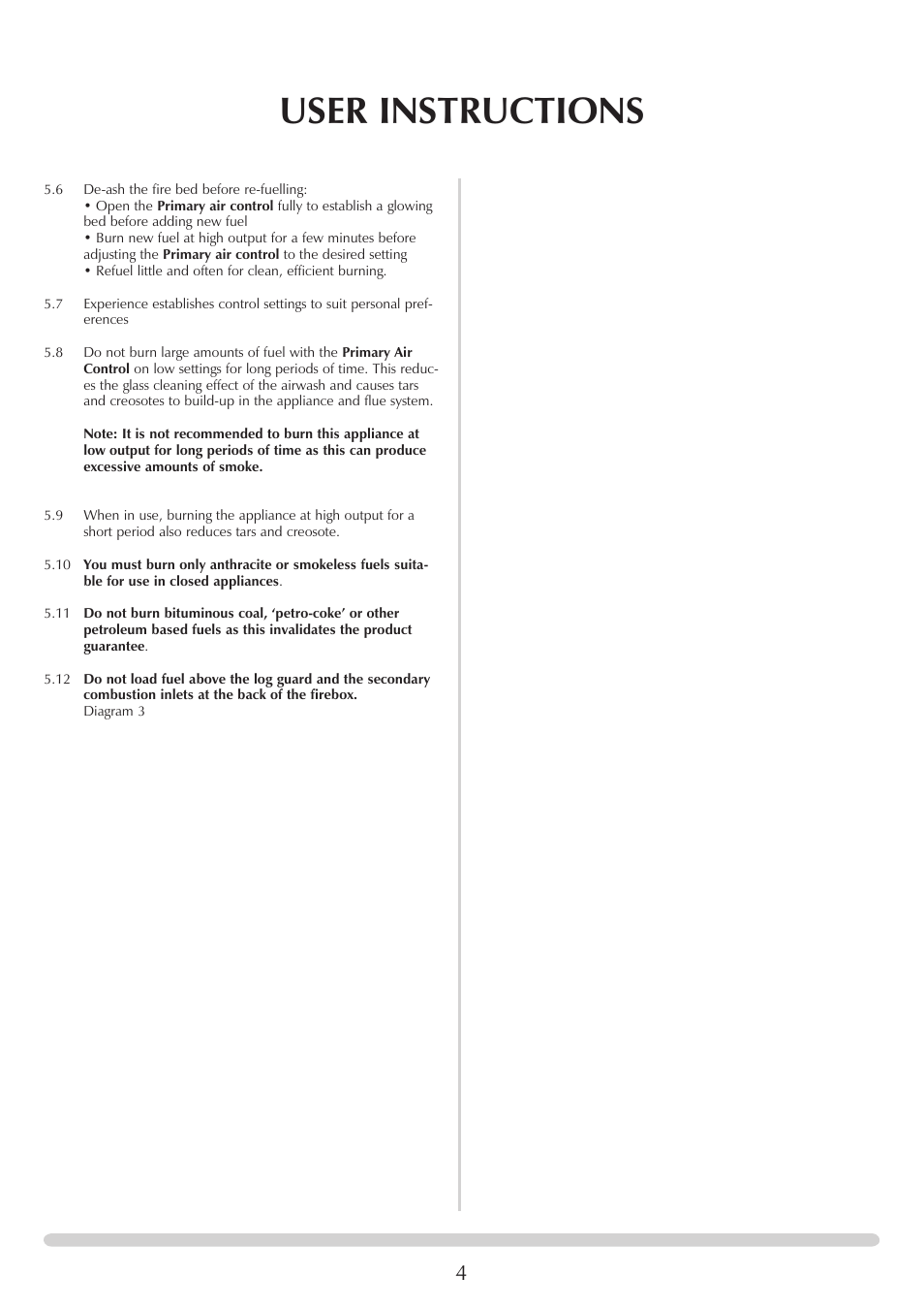 User instructions | Stovax Stockton 7161 User Manual | Page 4 / 6