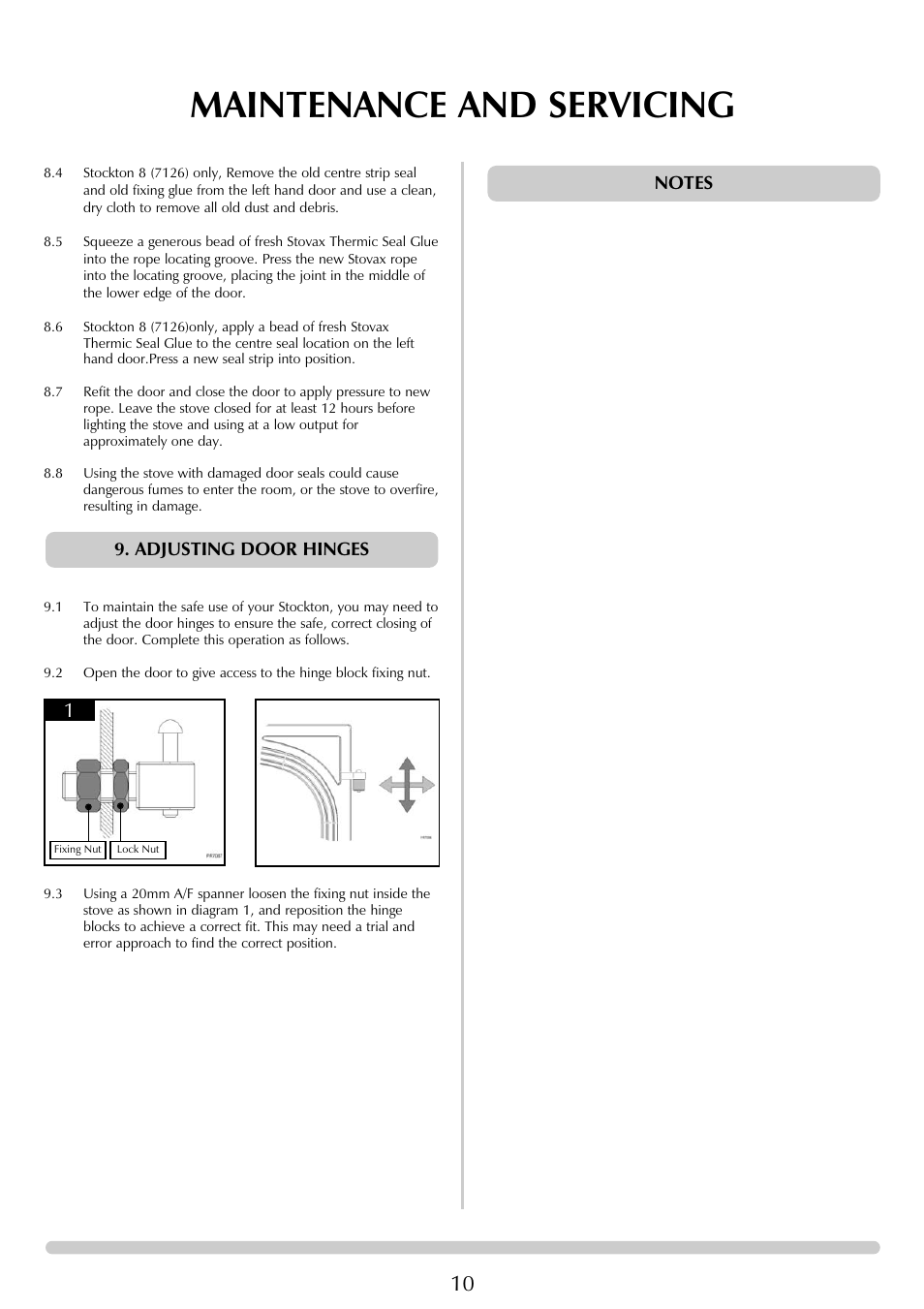 Maintenance and servicing | Stovax 7125 User Manual | Page 10 / 12