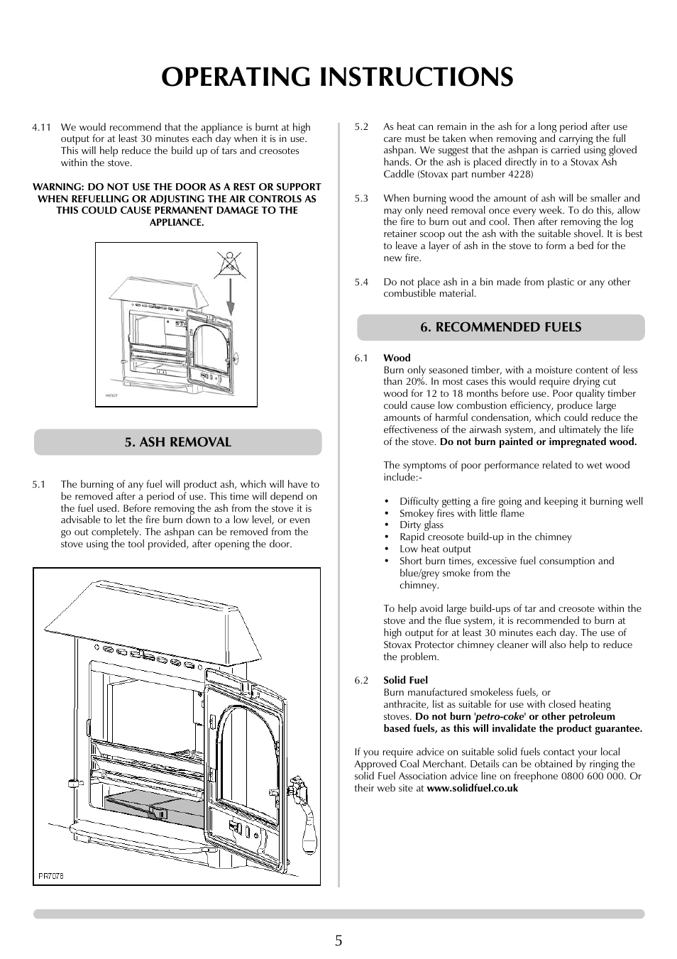 Operating instructions | Stovax 7125 User Manual | Page 5 / 12