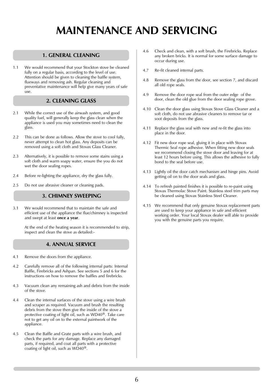 Maintenance and servicing | Stovax 7125 User Manual | Page 6 / 12