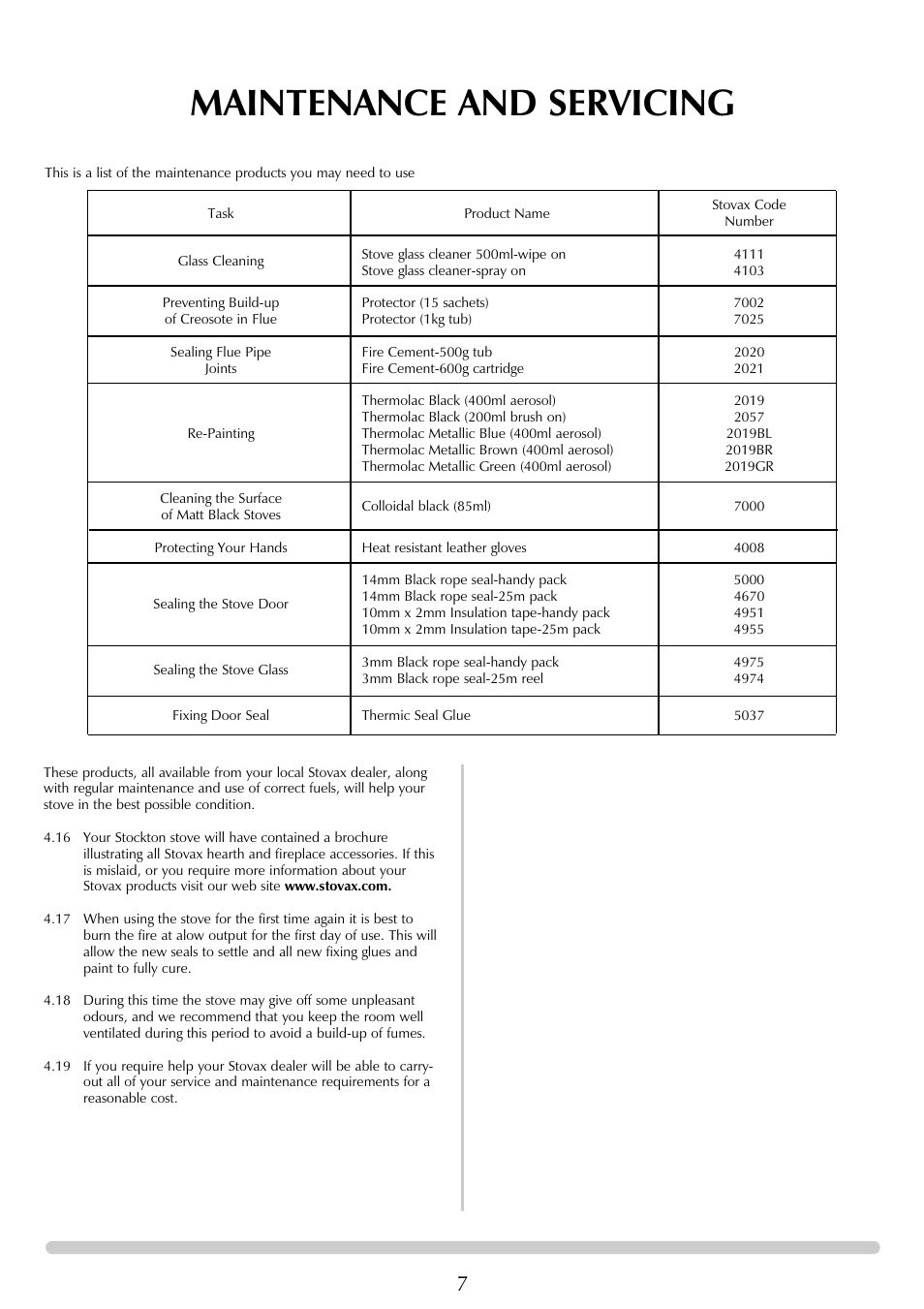 Maintenance and servicing | Stovax 7125 User Manual | Page 7 / 12