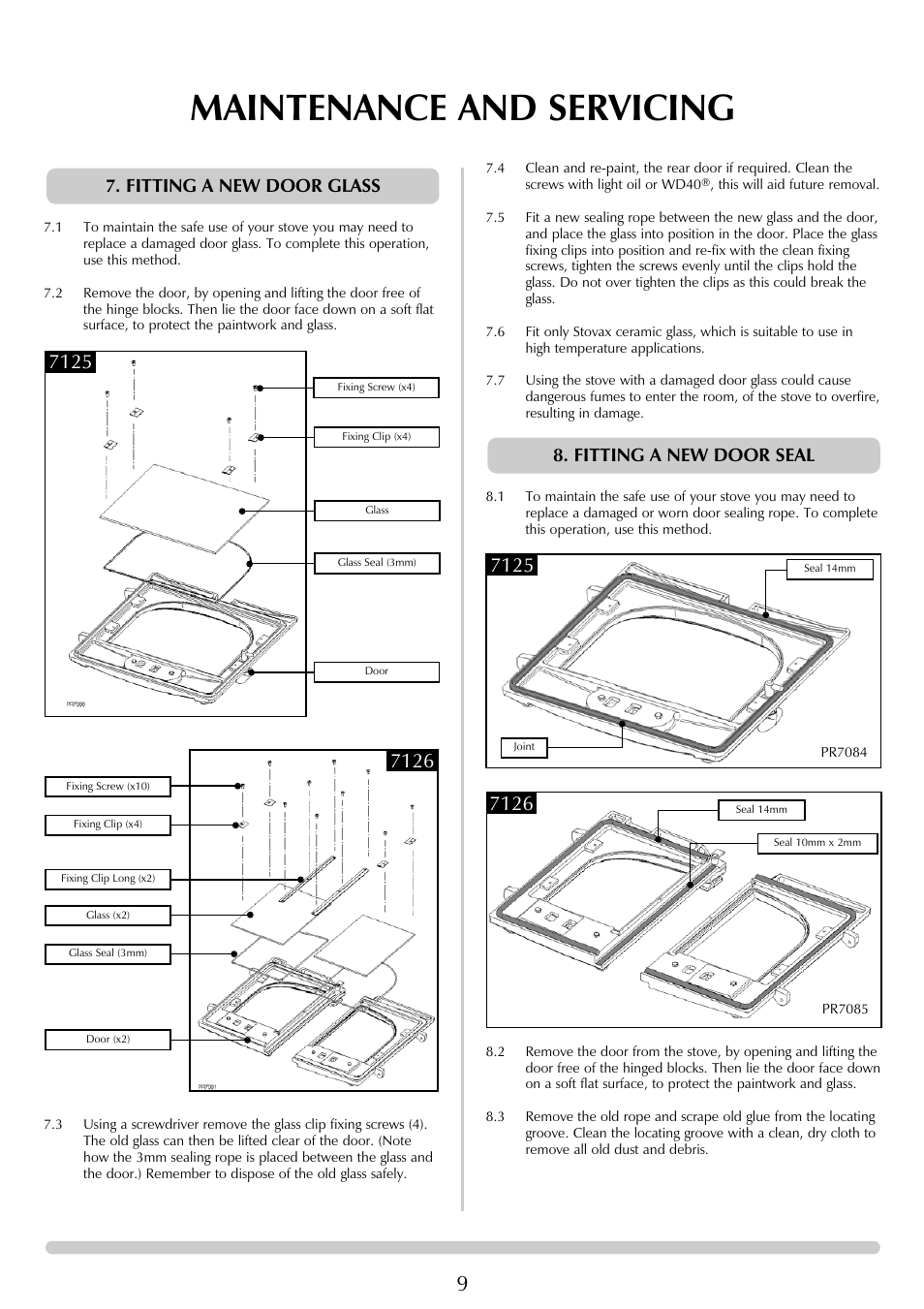 Maintenance and servicing | Stovax 7125 User Manual | Page 9 / 12