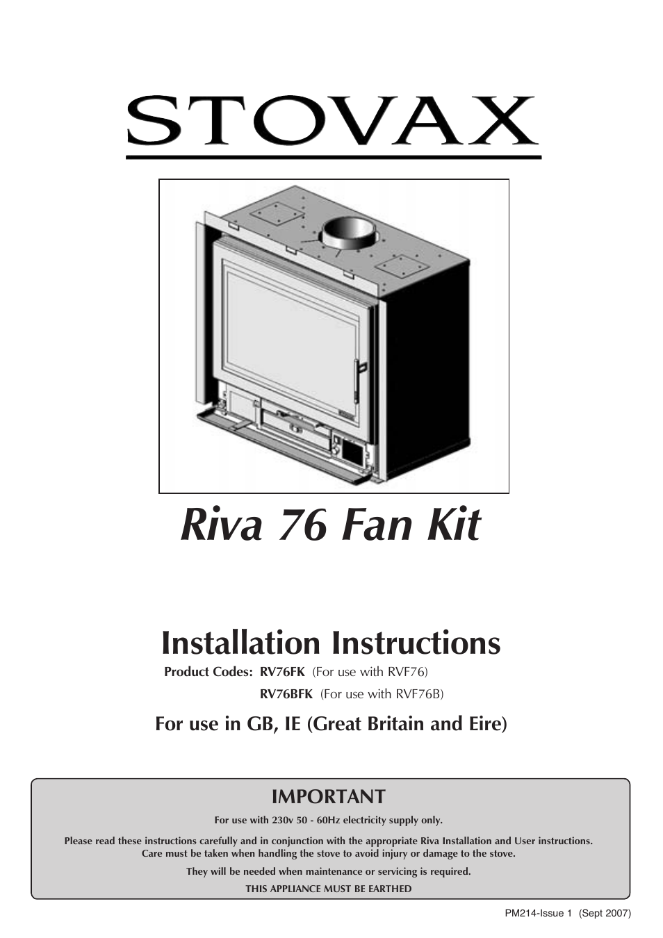 Stovax RV76FK User Manual | 4 pages